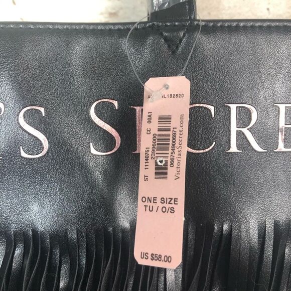 NEW Victoria’s Secret black fringe tote bag - Picture 2 of 8